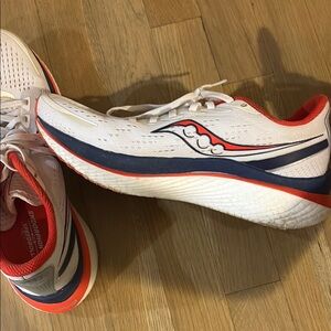 Saucony White and Orange Athletic Shoes